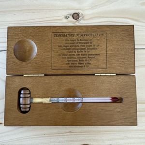 Vintage French Wine Thermometer in Wooden Box Wit & Wine Celsius